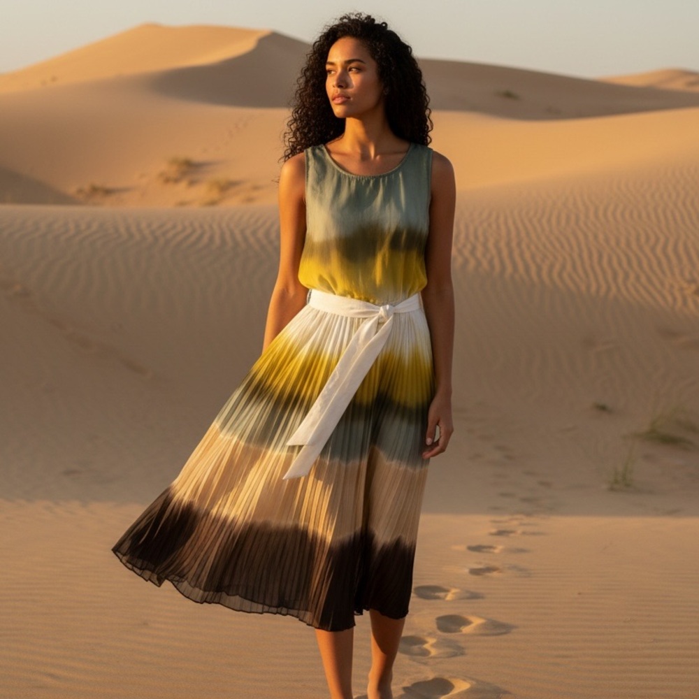 Simply Vera Vera Wang Sleeveless Ombre Maxi Dress in Olive, Mustard, Cream